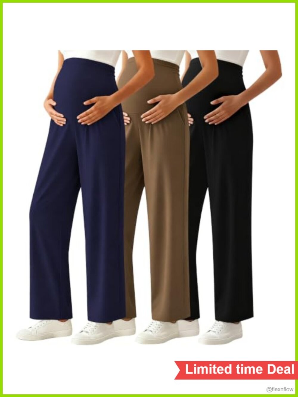 3Pack Maternity Pants Wide Leg Palazzo Pregnancy Lounge High Waist